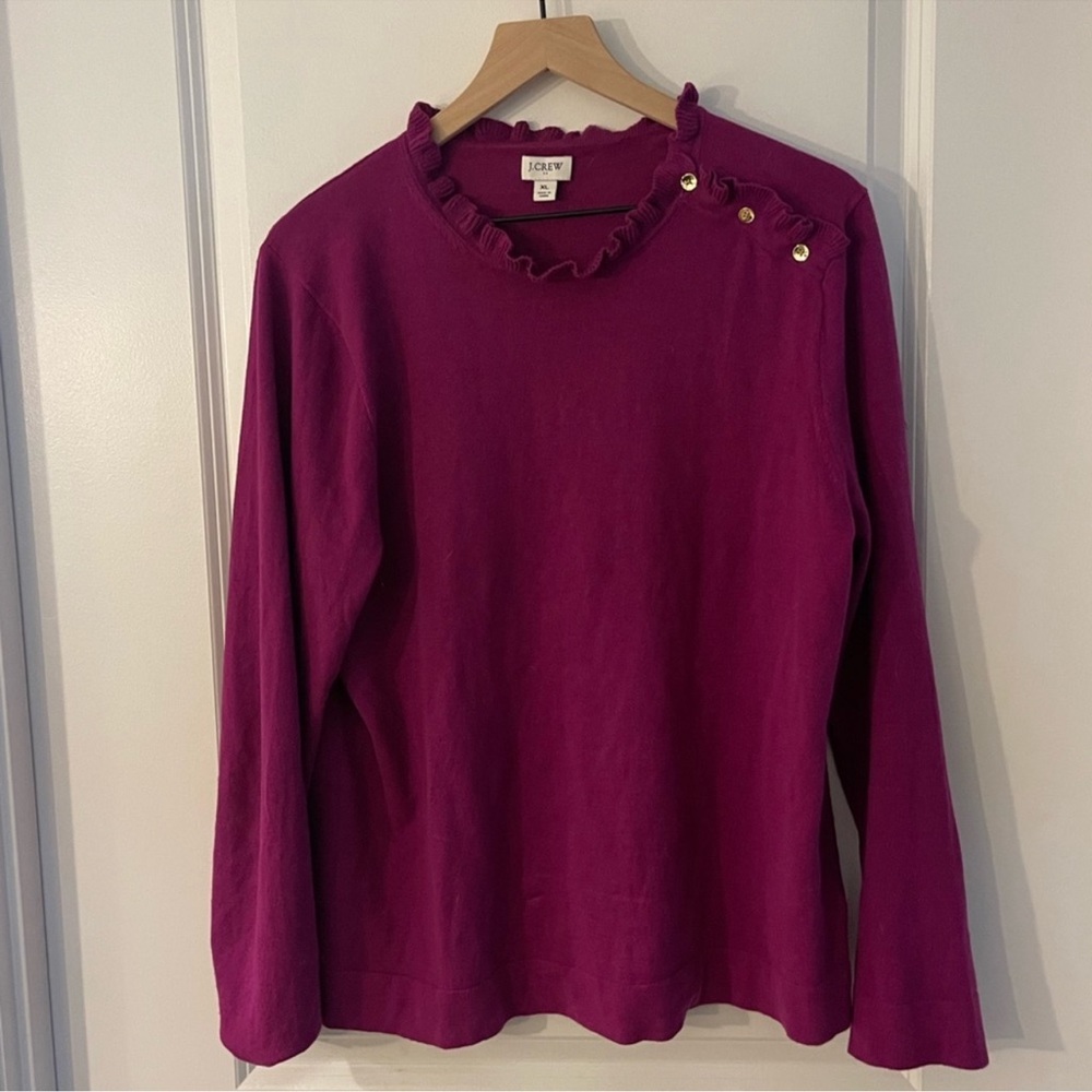 Magenta JCrew Sweater with Gold Buttons